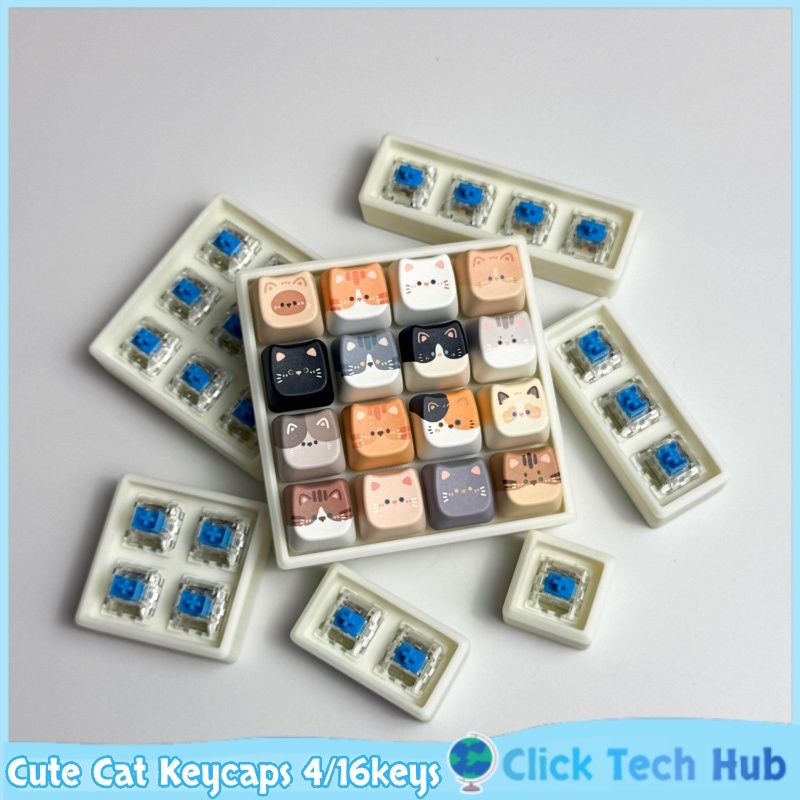 3D Printing Keycaps - Cute Cat Keycaps 4/16keys Mao Profile