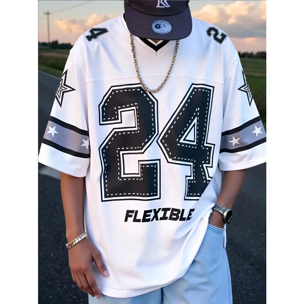 2026 Summer New Men's V-Neck T - 3D Printing Jersey 评论和价格