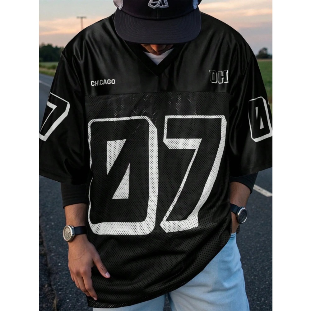2026 Summer New Men's V-Neck T - 3D Printing Jersey 评论和价格