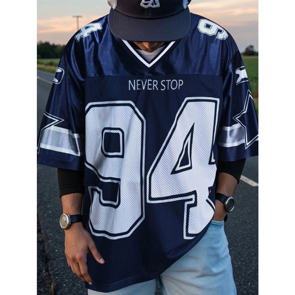2026 Summer New Men's V-Neck T - 3D Printing Jersey 评论和价格