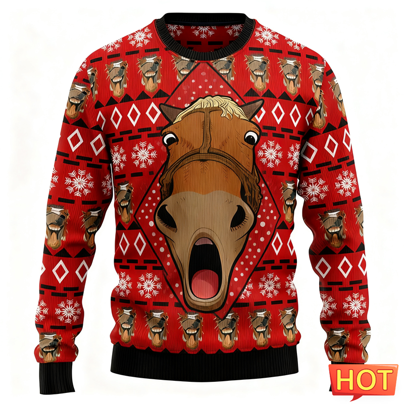 2026 New Funny Horse Face Grap - 3D Printing Xmas 评论和价格