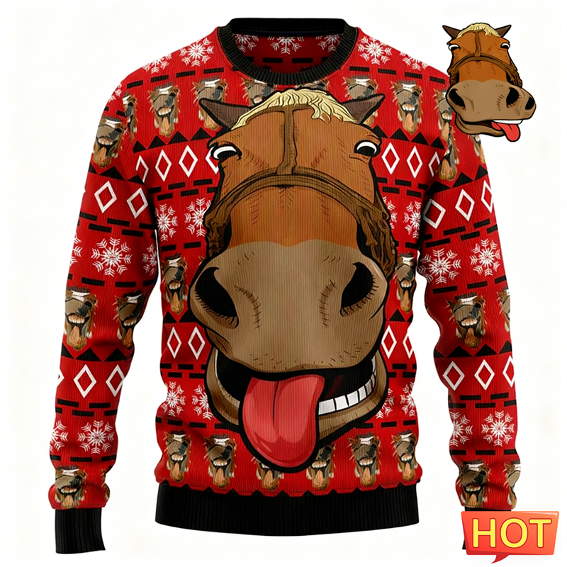2026 New Funny Horse Face Grap - 3D Printing Xmas 评论和价格