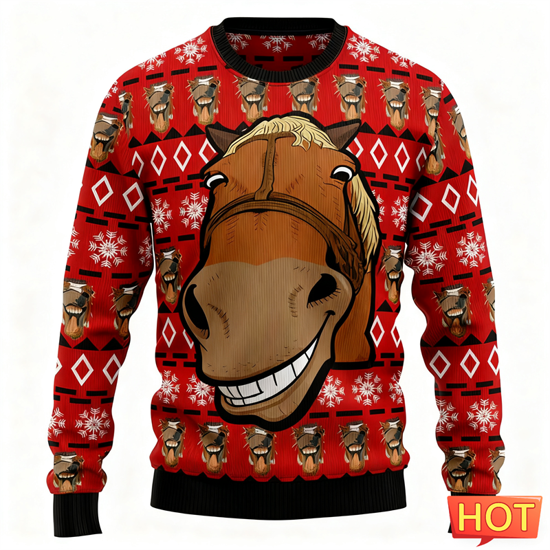 2026 New Funny Horse Face Grap - 3D Printing Xmas 评论和价格