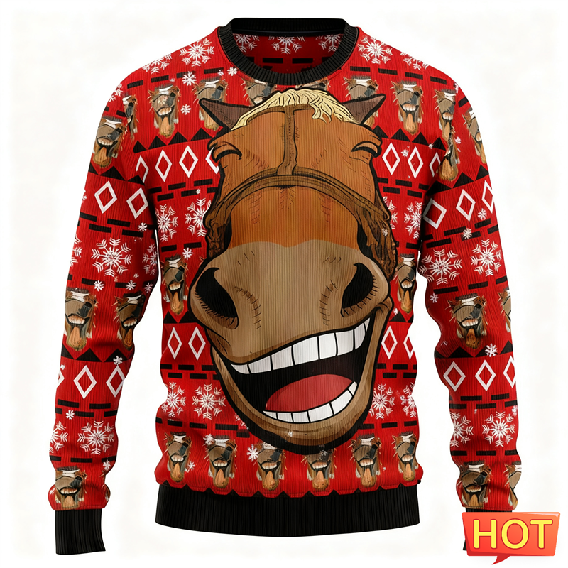 2026 New Funny Horse Face Grap - 3D Printing Xmas 评论和价格