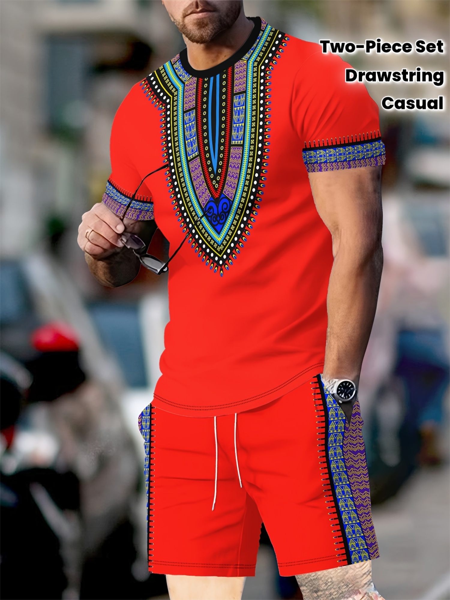 New Men's Suits African Dashik - 3D Printing Jersey 评论和价格
