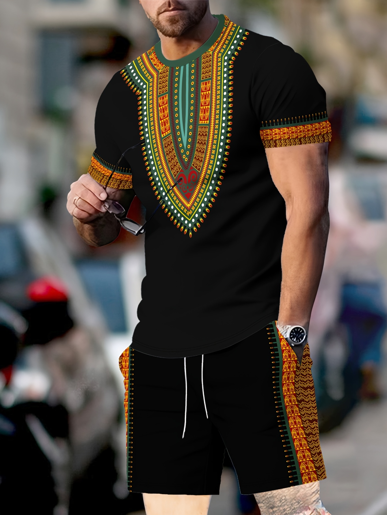 New Men's Suits African Dashik - 3D Printing Jersey 评论和价格