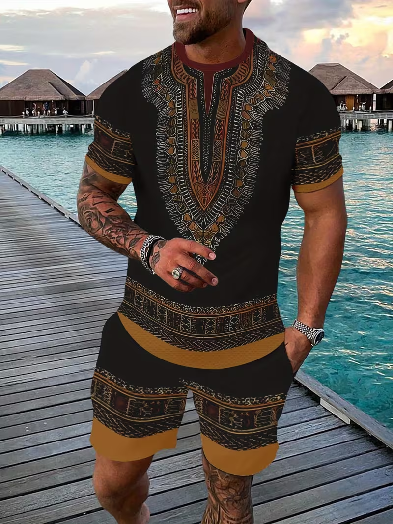 New Men's Suits African Dashik - 3D Printing Jersey 评论和价格