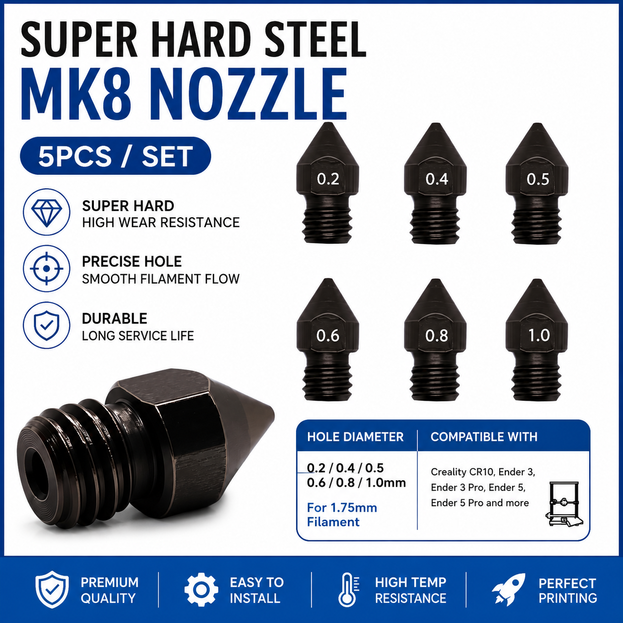 Super Hardened Steel Nozzle MK - 3D Printer Hotend Kit 评论和价格