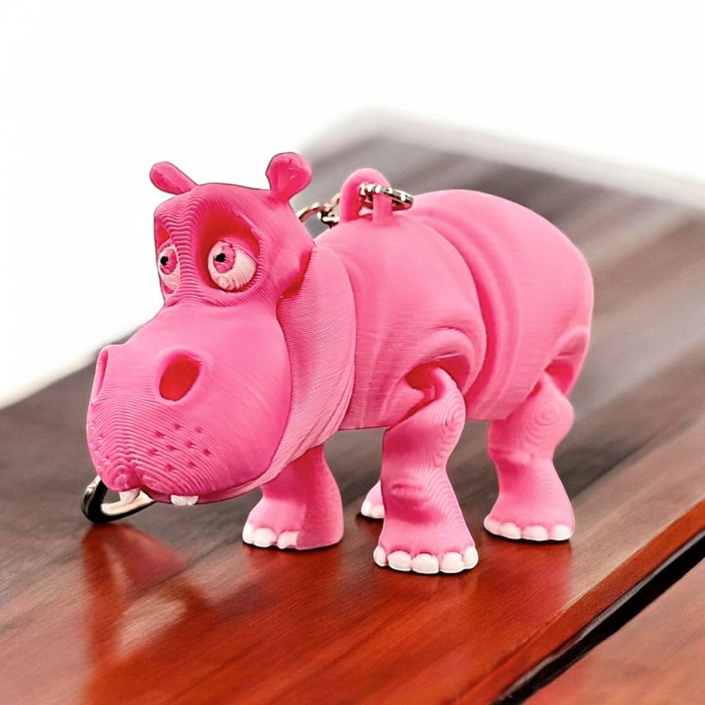 PLA Pink Hippopotamus Keychain - 3D Printing Pla 评论和价格